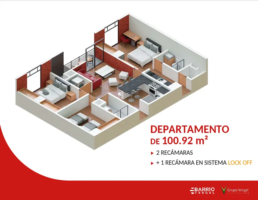 Fotografía 2 de Departamento Barrio Vergel en VENTA 100.99m2 con Lock off