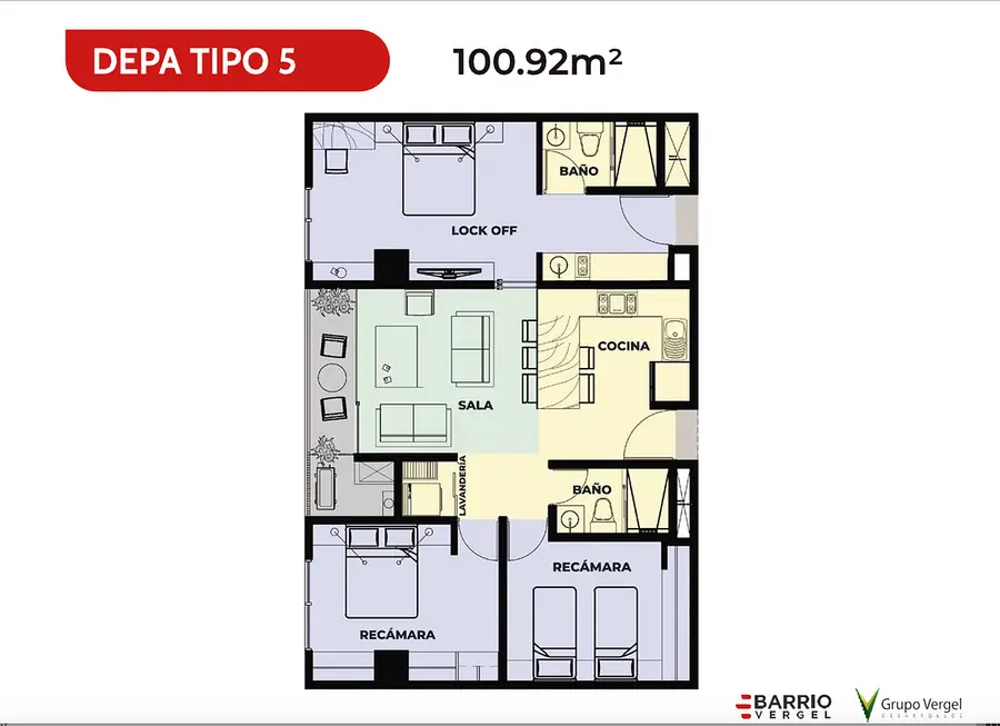Fotografía 8 de Departamento Barrio Vergel en VENTA 100.99m2 con Lock off